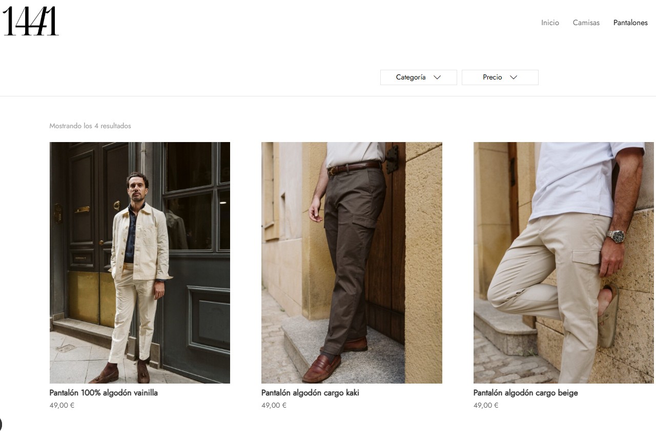 pagina de categorias tienda online de ropa en Sevilla